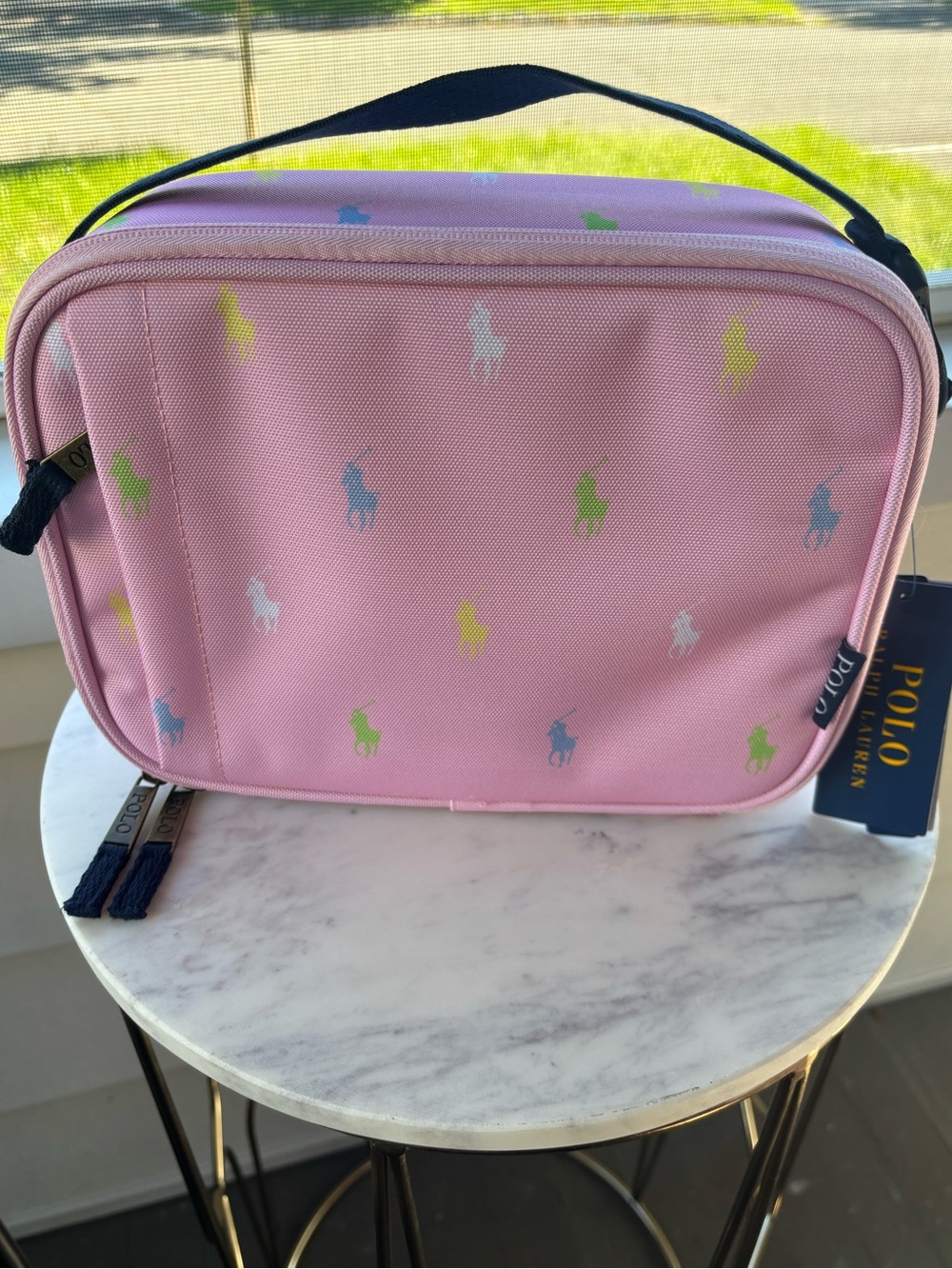 Polo by Ralph Lauren Pink Kids Lunch Bag with Multicolor Pony Print